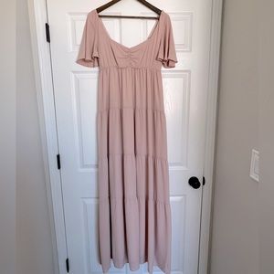 Show me your mumu Nicole Maxi dress, color:dusty blush crisp